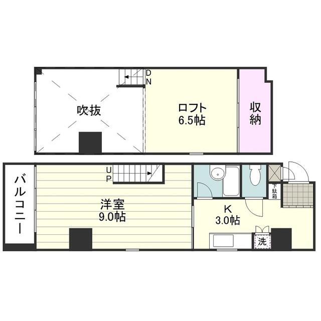 DUPLEX(ワンルーム/2階)の間取り写真