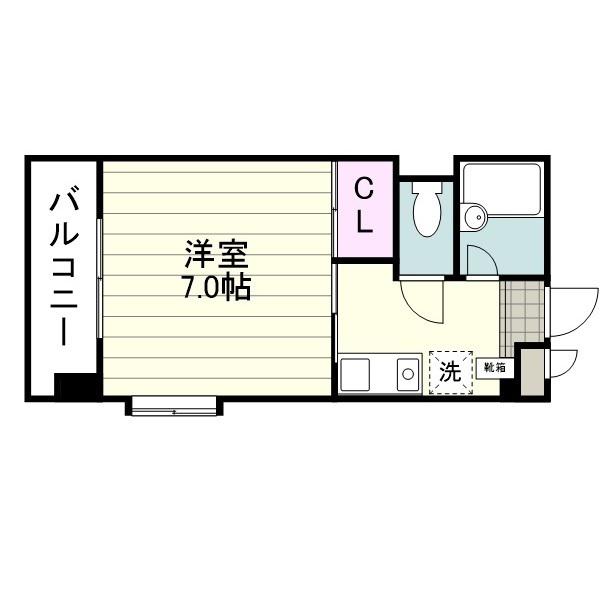 ベルハイム大学前(1K/4階)の間取り写真