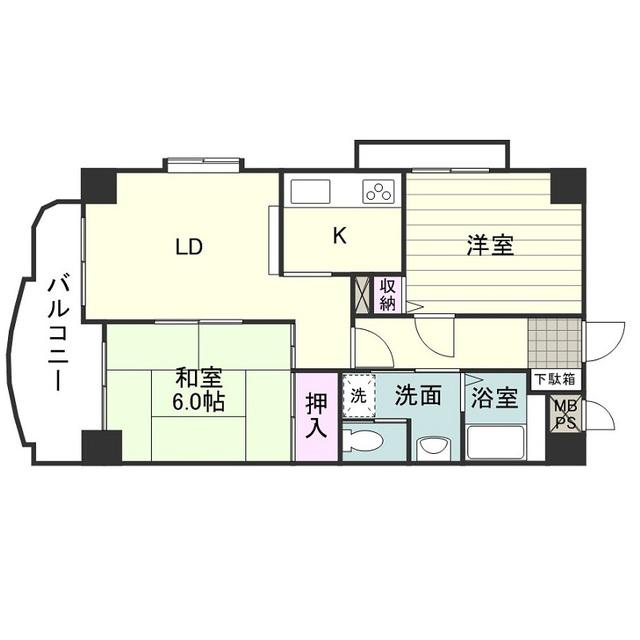 トーカンマンション平之町(2LDK/9階)の間取り写真