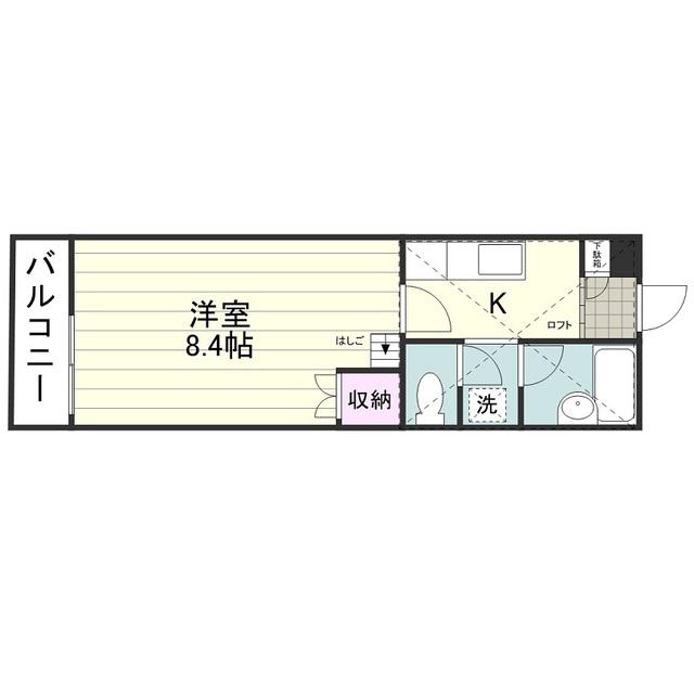 ヒルサイドフラッツ(1K/3階)の間取り写真