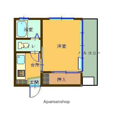 谷山ビル(1K/3階)の間取り写真
