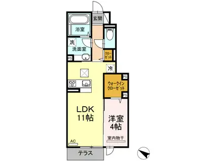 シェノア宮内(1LDK/1階)の間取り写真