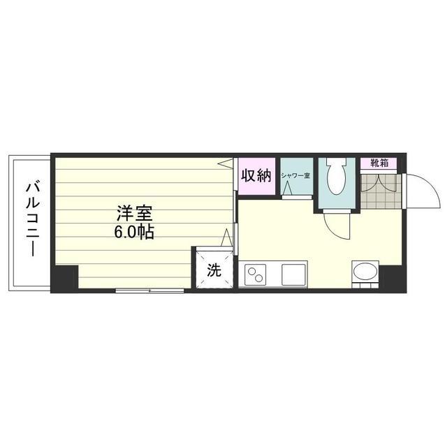 カーム鴨池(1K/3階)の間取り写真