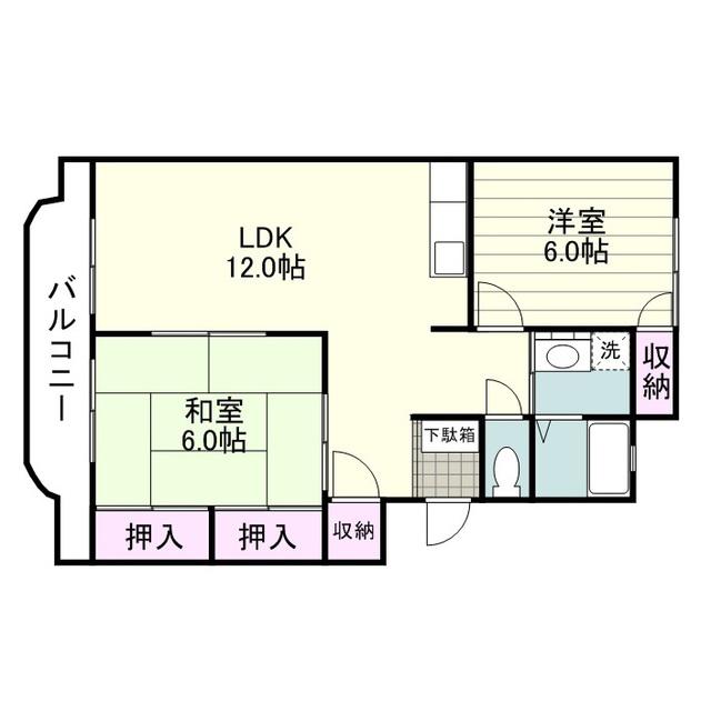 アステージ上荒田(2LDK/2階)の間取り写真