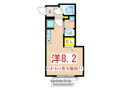 パラディーゾ下荒田(ワンルーム/3階)の間取り写真