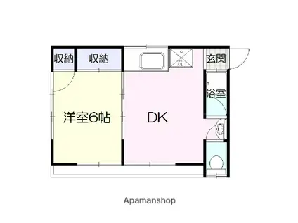 倉山アパート(1DK/2階)の間取り写真