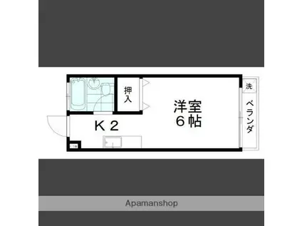 コーポラス笹貫A棟(1K/3階)の間取り写真