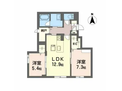 シャーメゾン大龍A棟(2LDK/1階)の間取り写真
