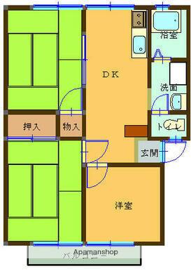 玉里団地1丁目(3DK/2階)の間取り写真