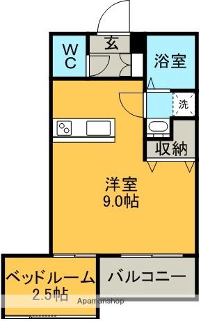 レインボー宇宿(ワンルーム/3階)の間取り写真