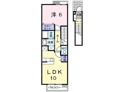 カーサ西田(1LDK/2階)の間取り写真