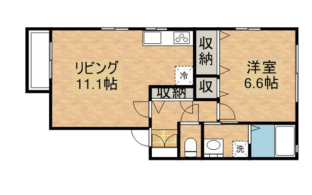 シャーメゾン札元 A棟(1LDK/1階)の間取り写真