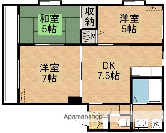 フィフティズB(3DK/3階)の間取り写真