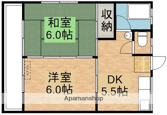 コーポインパドル(2K/2階)の間取り写真
