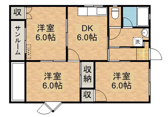 サンリブレ寿(3DK/2階)の間取り写真