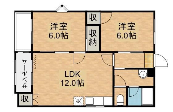 サンリブレ寿(2LDK/1階)の間取り写真
