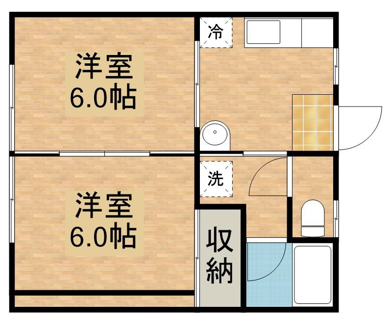 かりんハイツ(2DK/1階)の間取り写真