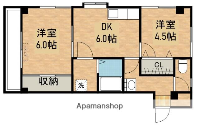 ブリリアント西原台(2DK/3階)の間取り写真