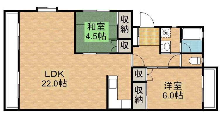 セントラルハイツダイシン(2LDK/1階)の間取り写真