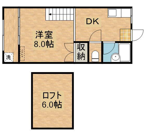 フェヴァリーロッヂ(1DK/1階)の間取り写真