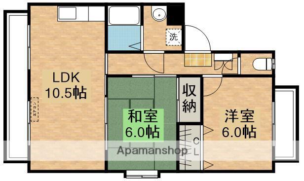 グランビューA(2LDK/3階)の間取り写真