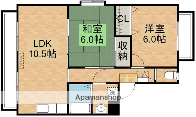 グランビューA(2LDK/3階)の間取り写真