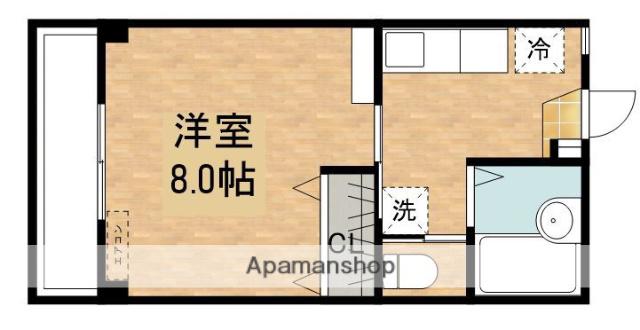 コーポ丸輪D(1K/2階)の間取り写真