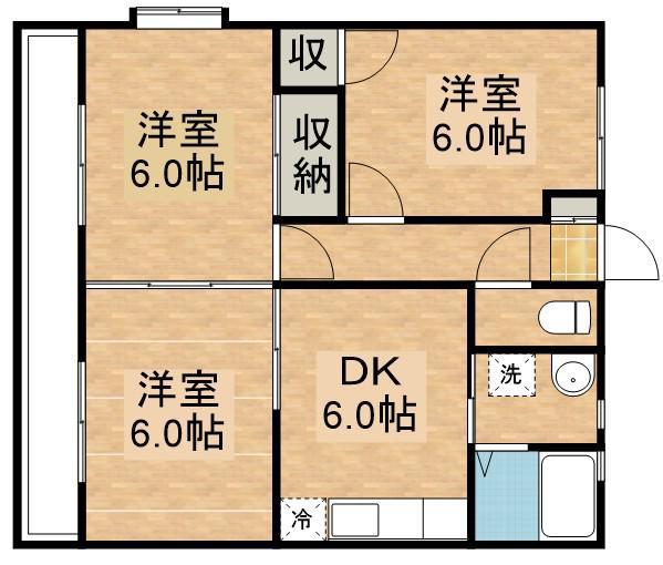 エクセル寿(3DK/3階)の間取り写真