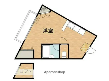 ピュアコート丸山(ワンルーム/1階)の間取り写真