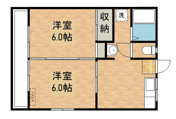 フランジュール(2DK/2階)の間取り写真