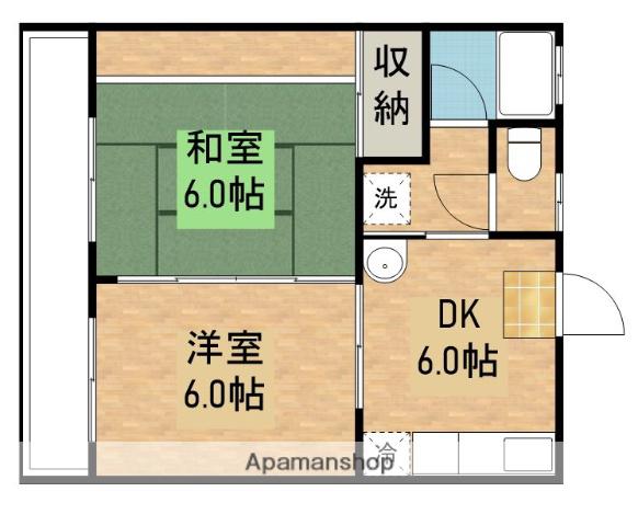 ポピーハイツA(2DK/1階)の間取り写真