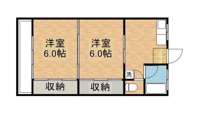 山崎マンション(2K/2階)の間取り写真