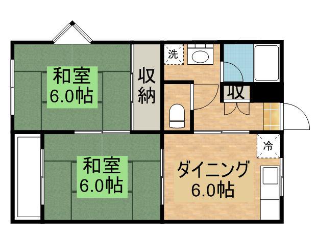 グリーンシールズ・オコ(2DK/1階)の間取り写真