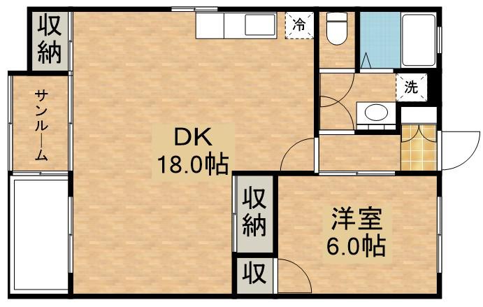 サンロード寿A棟(1LDK/1階)の間取り写真