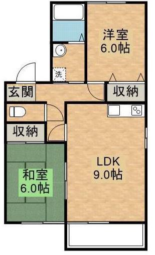 エスポワール(2DK/1階)の間取り写真