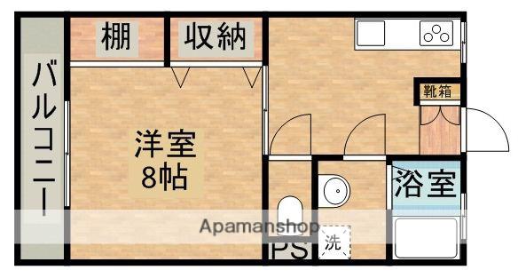 ユニオンレストⅡ(1K/1階)の間取り写真