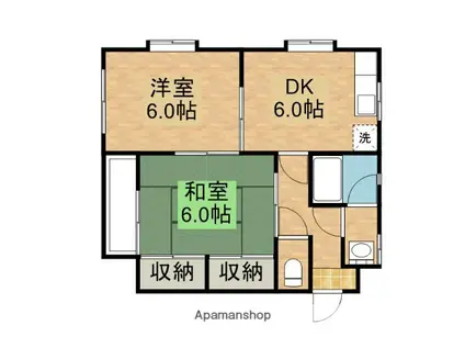 サンライズマンション寿(2DK/2階)の間取り写真