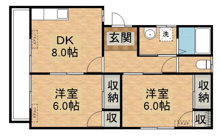 なんてん(2DK/1階)の間取り写真