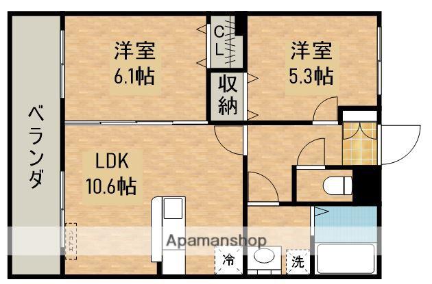 プレミア田崎(2LDK/2階)の間取り写真