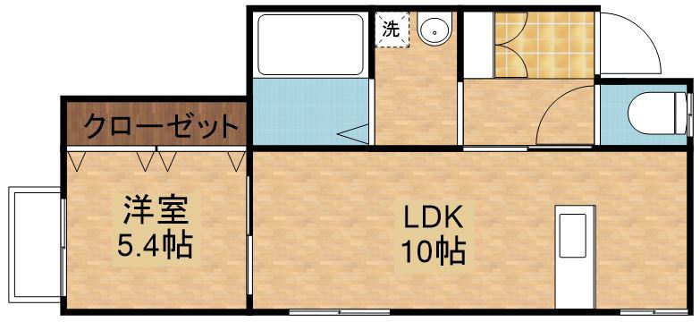 フェヴァリー川東(1LDK/2階)の間取り写真