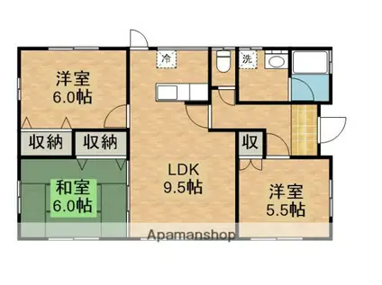 鹿児島県鹿屋市 1階建 築22年(3LDK)の間取り写真