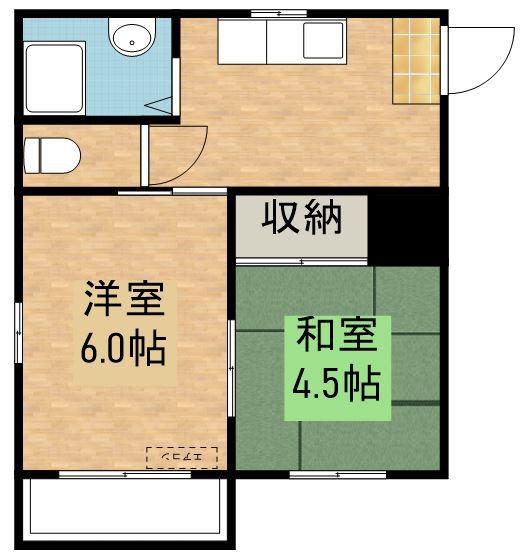 タウンハイツしま(2K/1階)の間取り写真