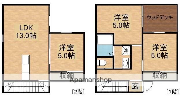 鹿児島県鹿屋市 2階建 築18年(3LDK)の間取り写真