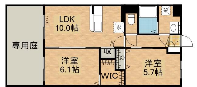 レクサス新川B棟(2LDK/1階)の間取り写真