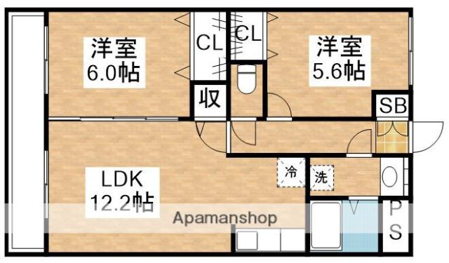 アルカンシエル(2LDK/3階)の間取り写真