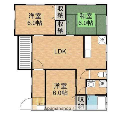 鹿児島県鹿屋市 1階建 築21年(3LDK)の間取り写真