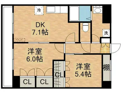 プレミエール B(2DK/1階)の間取り写真