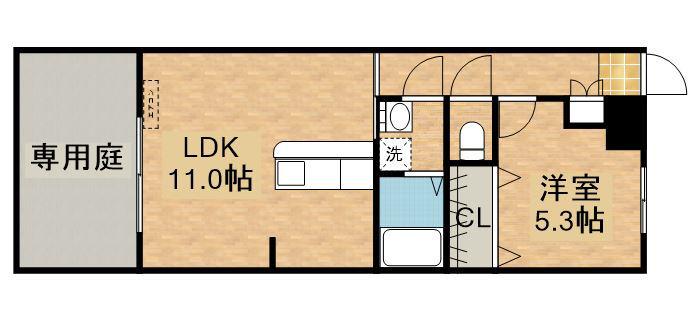 スマイリング寿A(1LDK/1階)の間取り写真