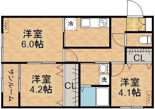 コリーヌ(3K/1階)の間取り写真
