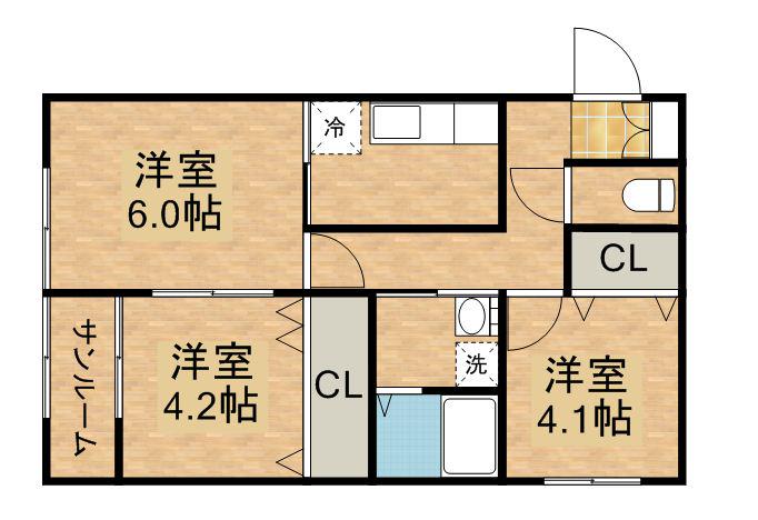 コリーヌ(3K/1階)の間取り写真